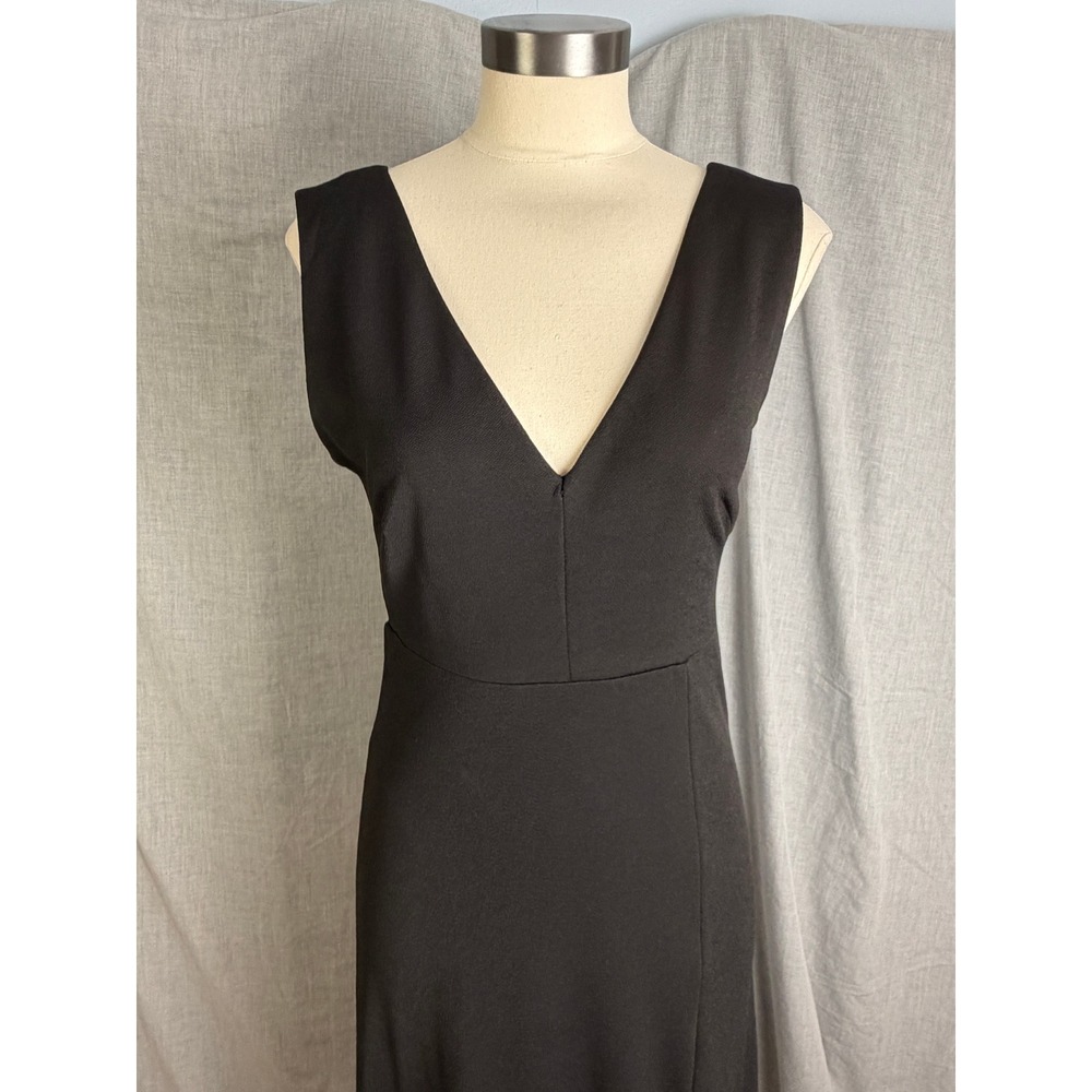 Birdy Grey Black V Neck Sleeveless Maxi Dress Side Slit Formal Evening M - Picture 2 of 11